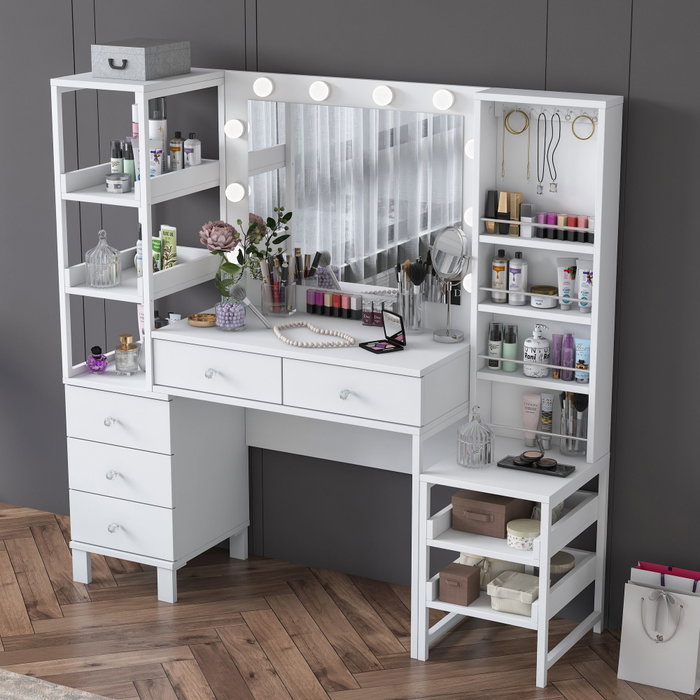 Hanah Home Mesa de Maquillaje BJ154 - 3861 Blanca con 10 Focos Hanah Home Mesa de Maquillaje BJ154 - 3861 Blanca con 10 Focos